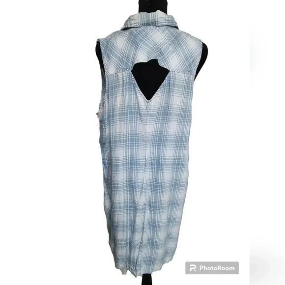 BILLY T Sleeveless Button-Up Mini Dress BOYFRIEND PLAID Blue - Picture 3 of 4